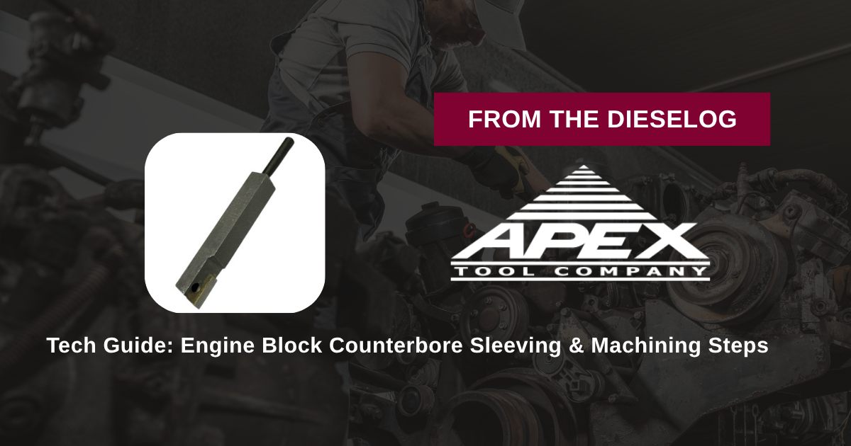 Step-by-step close up layout of counterbore cutter bit mounted in a PT-2050-D engine block machining unit
